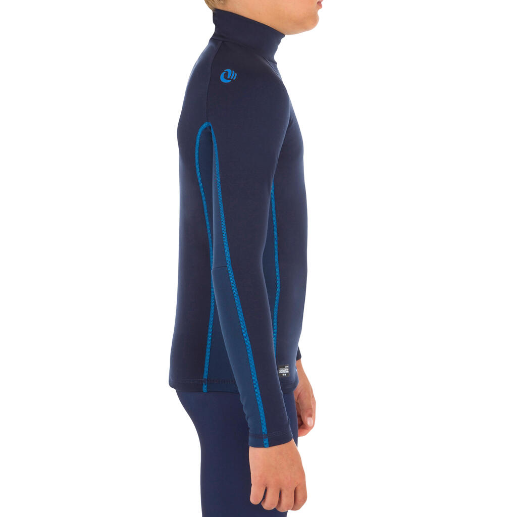 UV-Schutz-Shirt Fleece Surfen Kinder blau