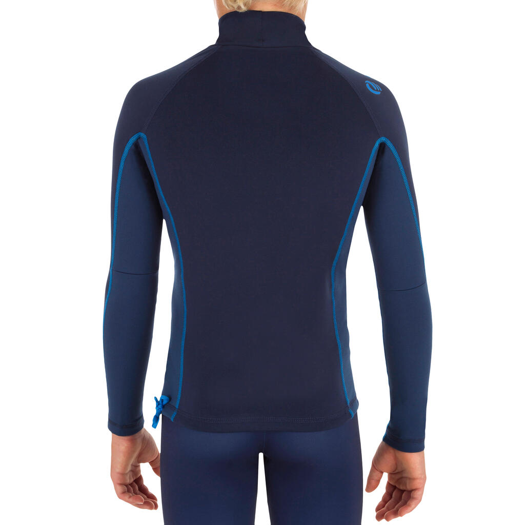 UV-Schutz-Shirt Fleece Surfen Kinder blau