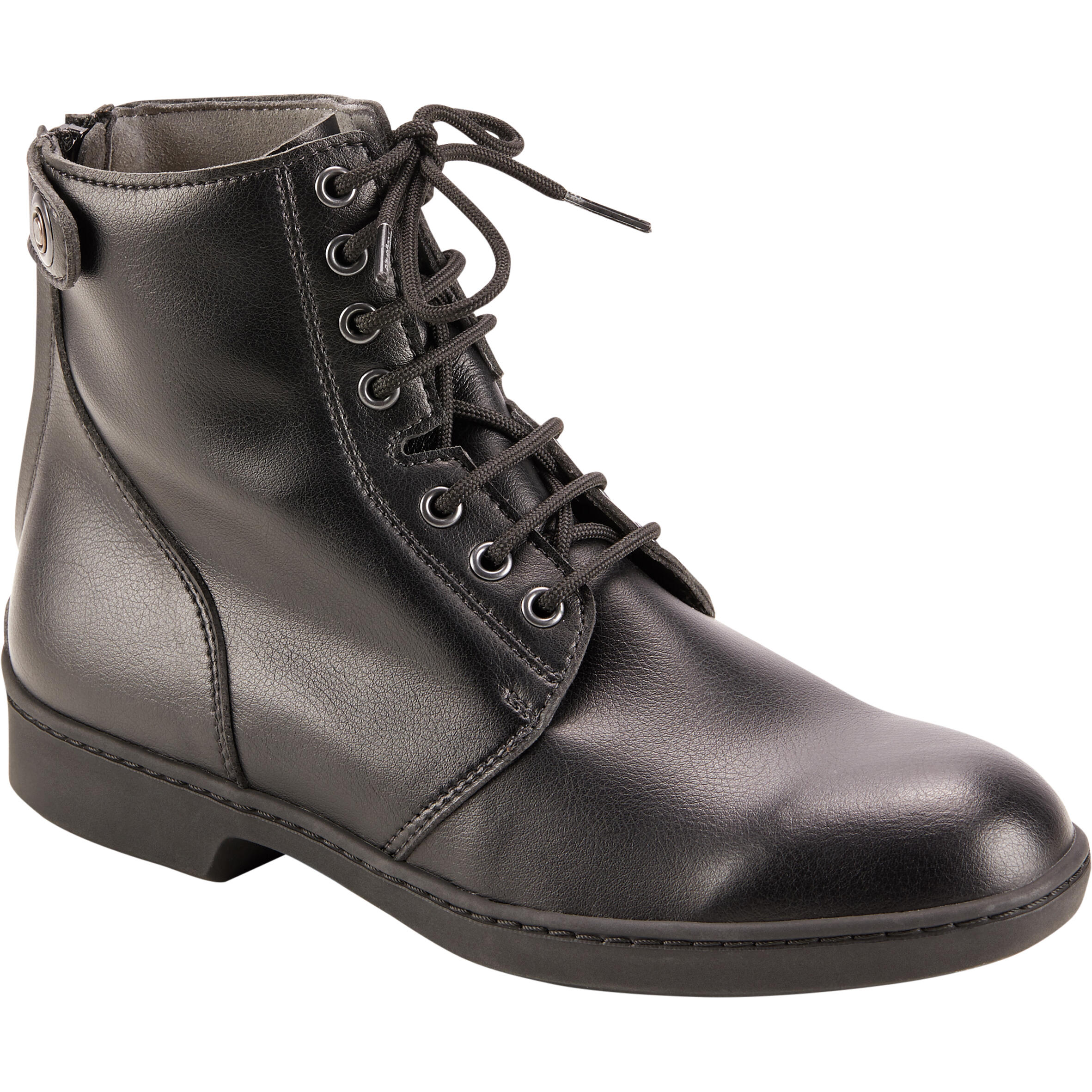 

500 Adult Lace-Up Horse Riding Jodhpur Boots - Black -  By FOUGANZA | Decathlon