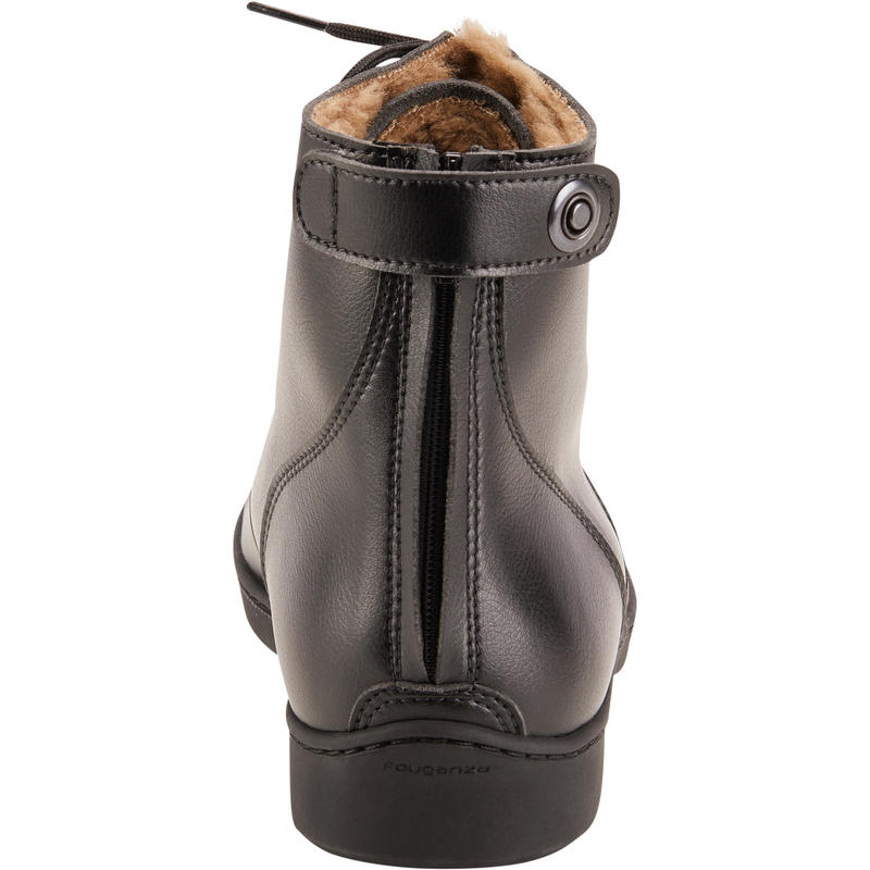 500 Adult Warm LaceUp Horse Riding Jodhpur Boots Black Decathlon