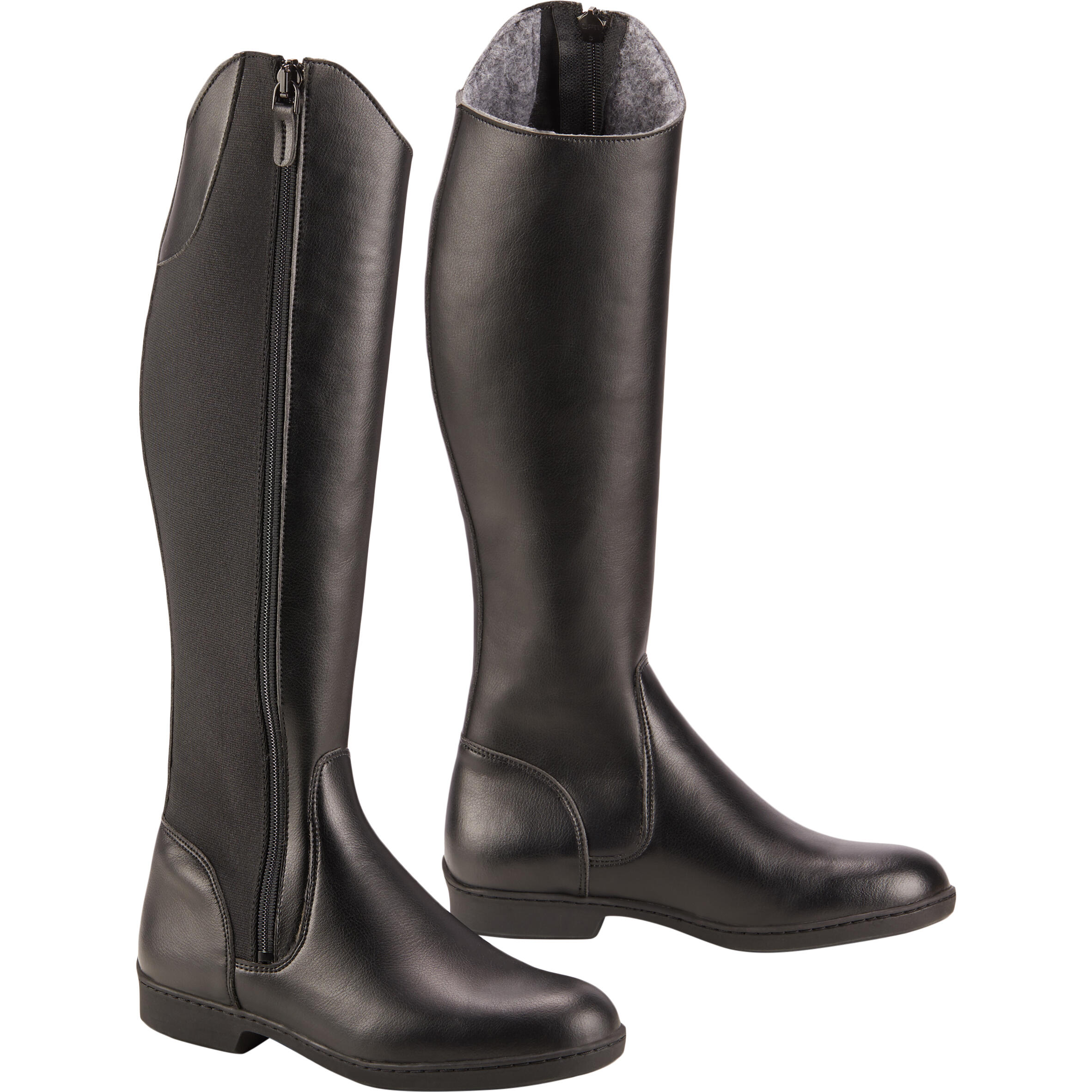 500 Warm Adult Horse Riding  Long Boots - Black 2/7