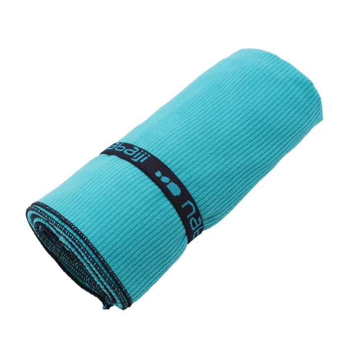 Microfibre Towel, L Striped Blue Decathlon