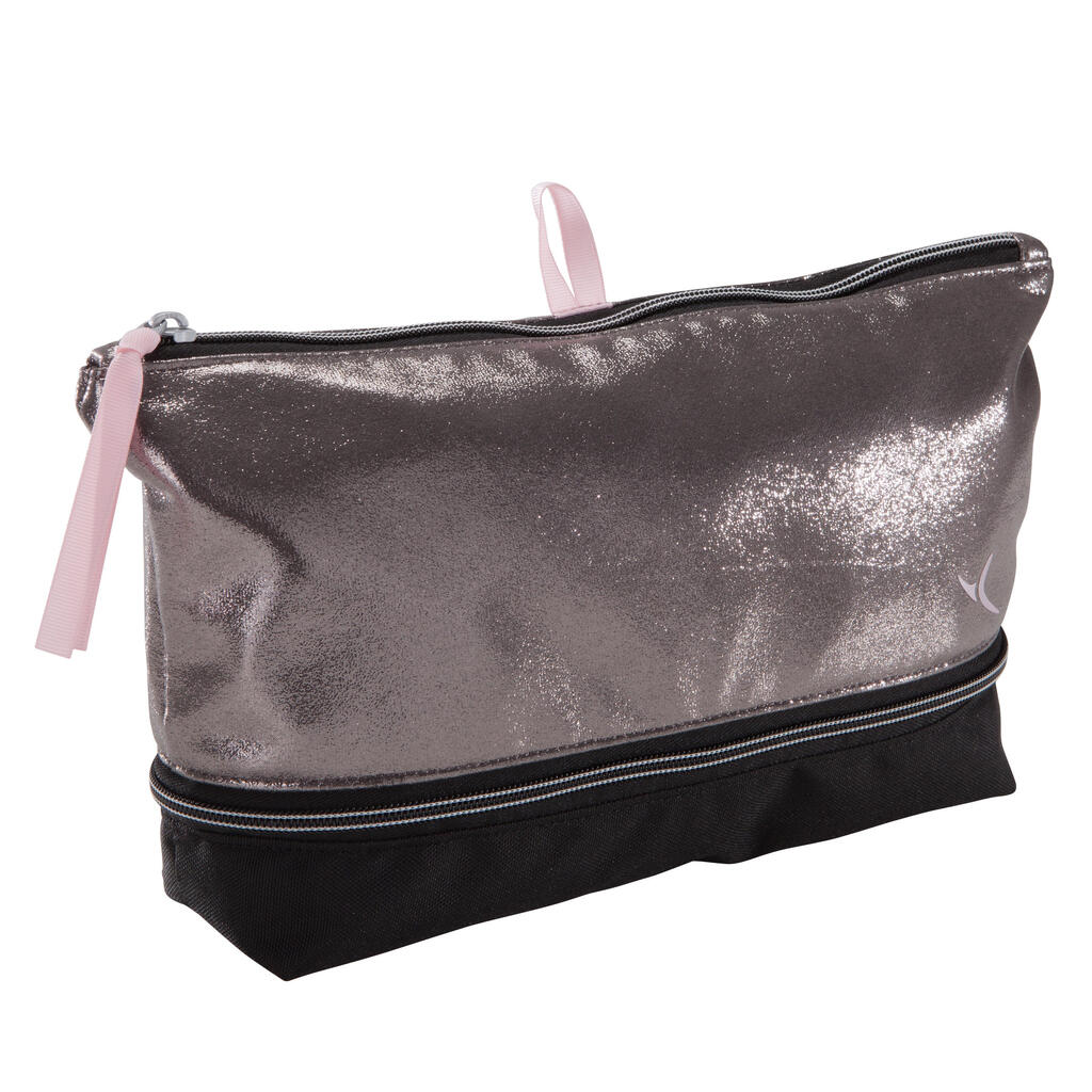 Multi-compartment dance shoe pouch - silver