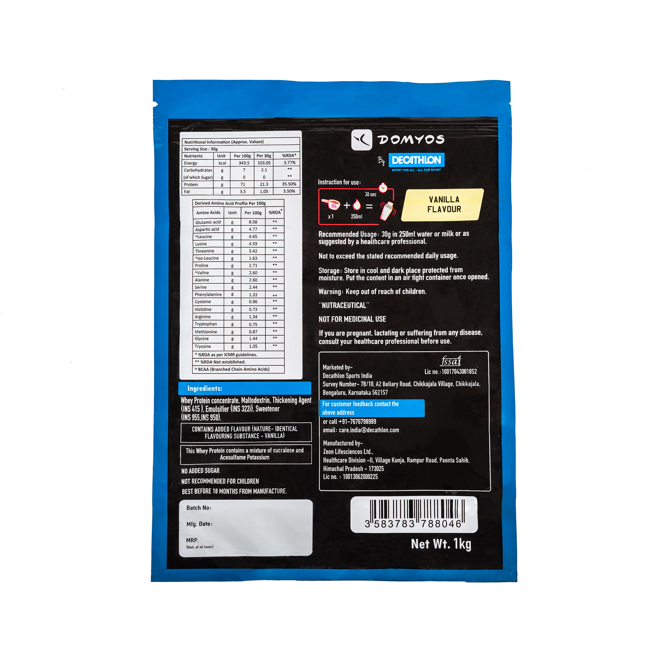 

Whey Protein 1 Kg - Vanilla -  By DOMYOS | Decathlon