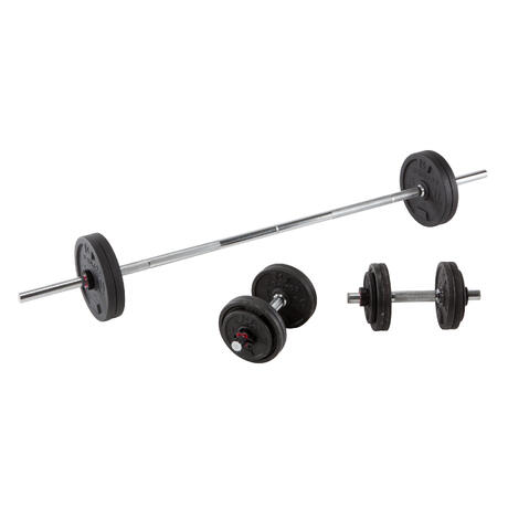 kit dumbbells kg bars weight training domyos decathlon
