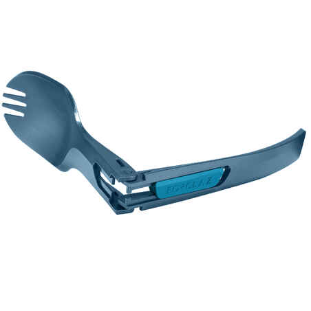 Cubierto plegable trekking (tenedor / cuchara) - TREK 500 plástico azul 
