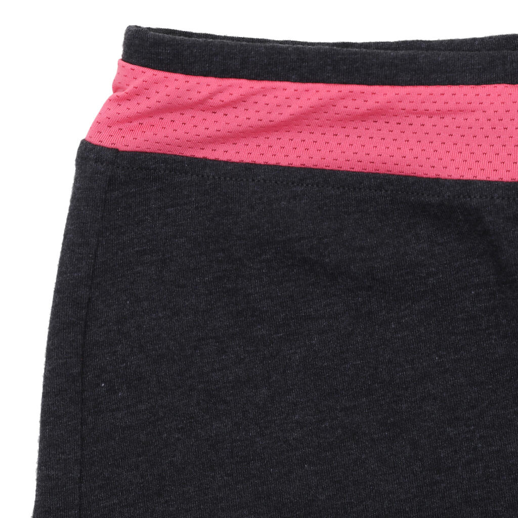 Sporthose kurz 500 Gym Kinder grau/rosa mit Print