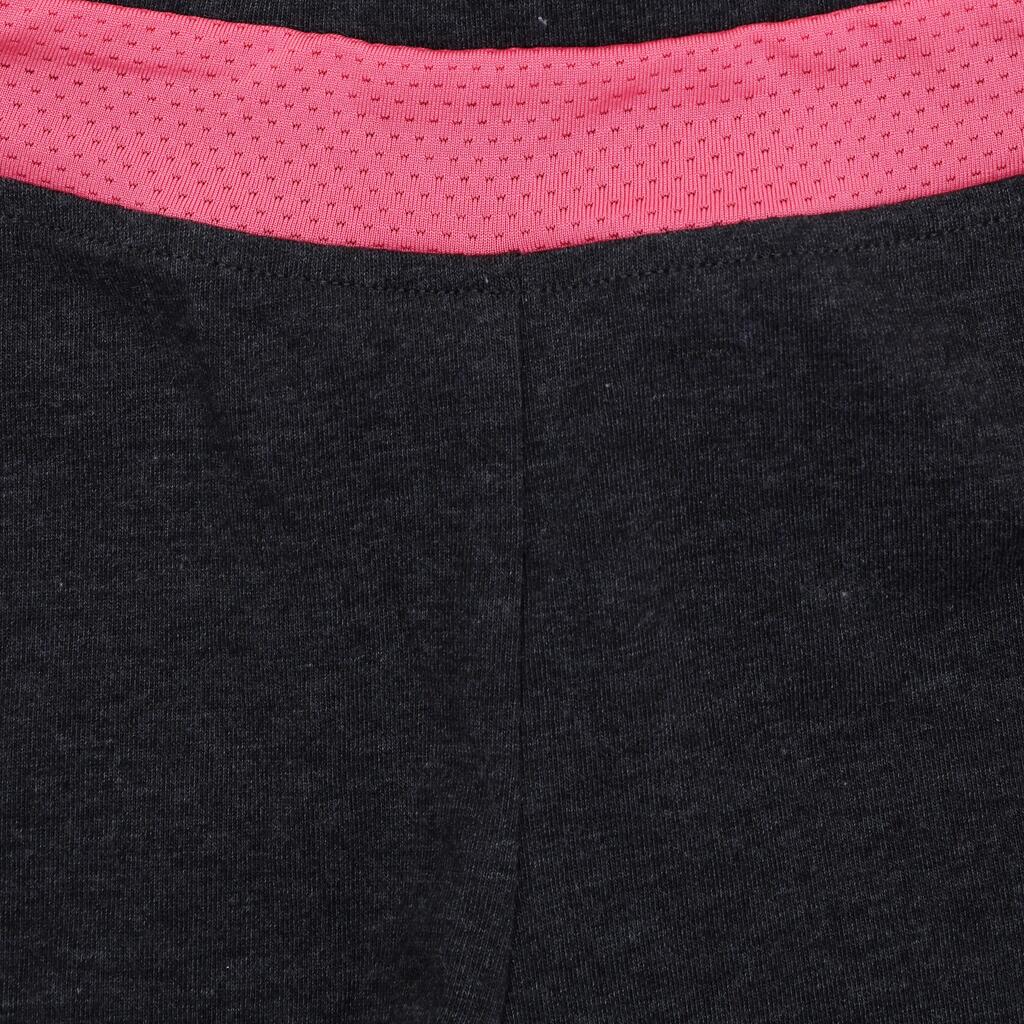 Sporthose kurz 500 Gym Kinder grau/rosa mit Print
