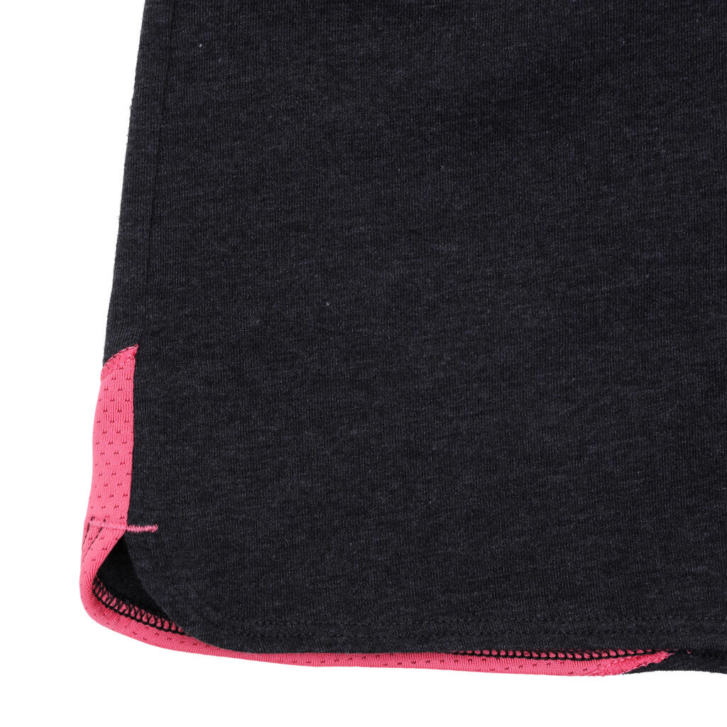 Sporthose kurz 500 Gym Kinder grau/rosa mit Print
