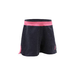 500 Girls' Printed Gym Shorts - Grey/Pink
