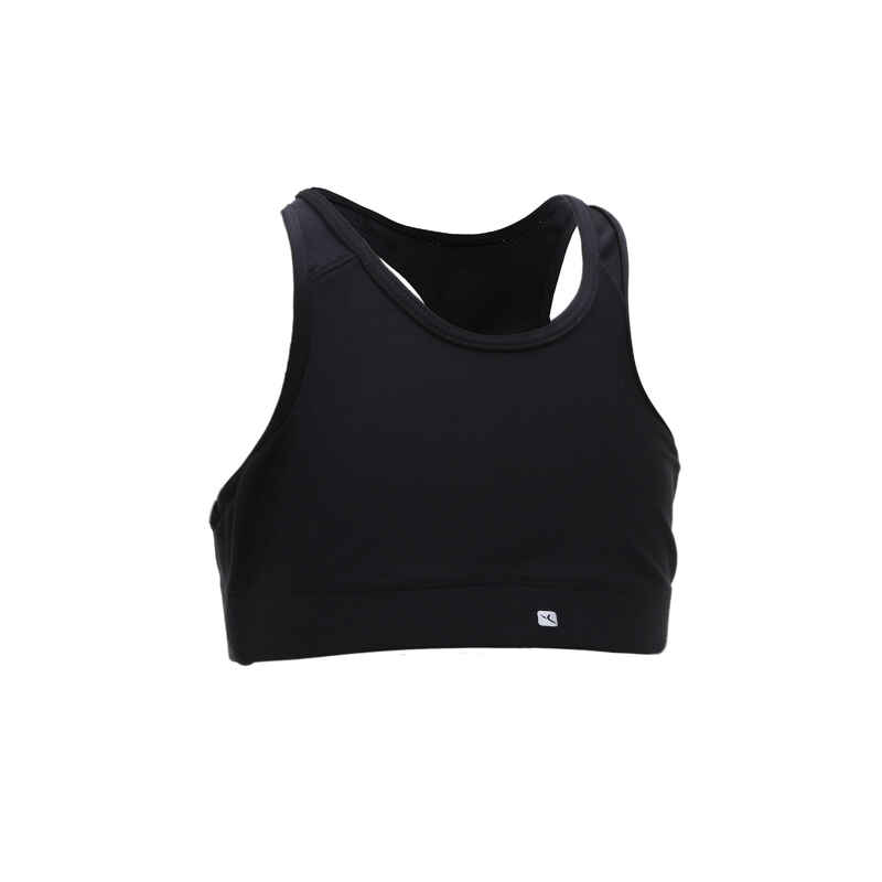 S900 Girls' Gym Crop Top - Black - Decathlon