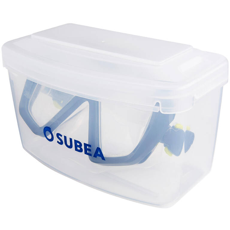 Kacamata selam SCUBA SCD 100 dengan skirt transparan dan gagang biru