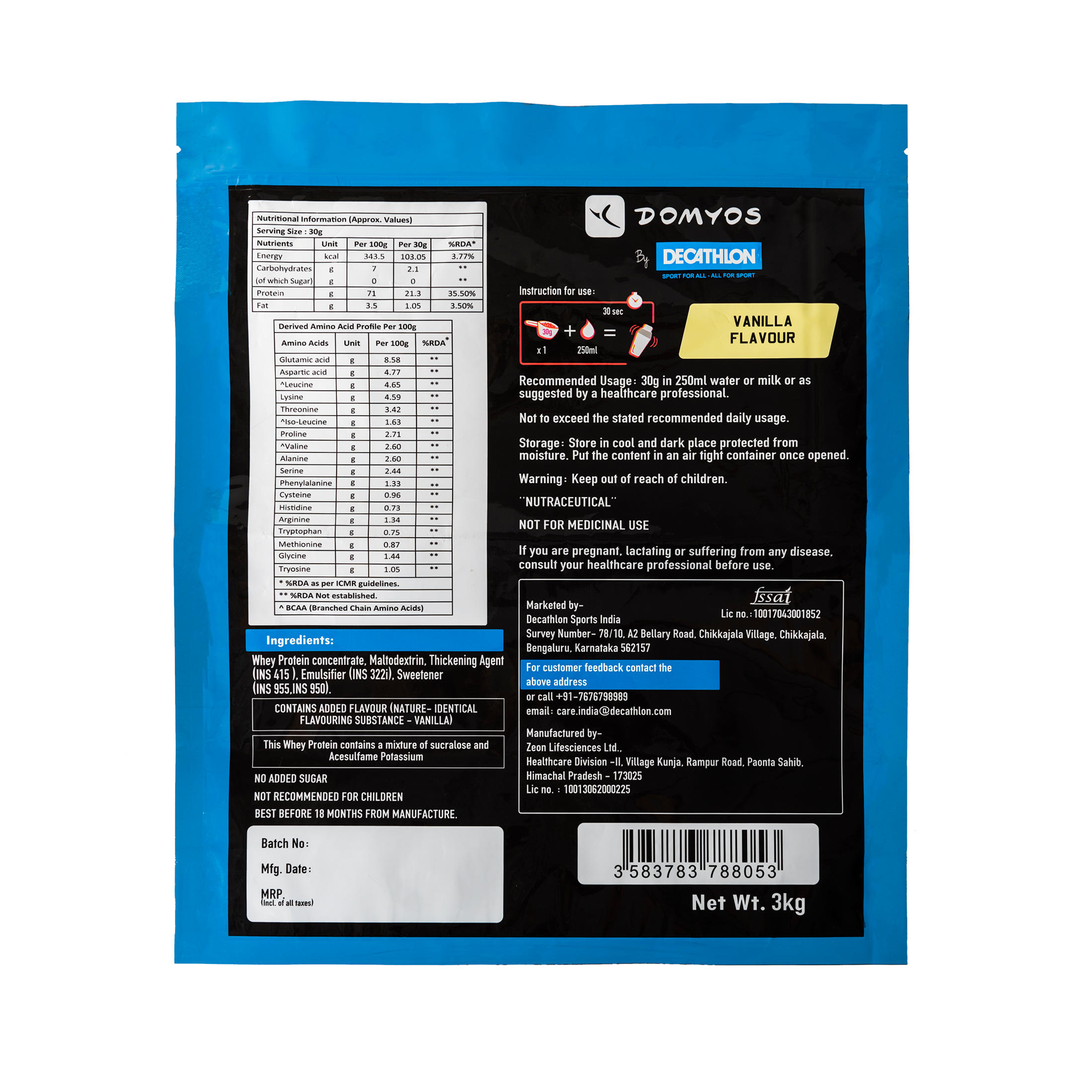 

Whey Protein 3 Kg - Vanilla -  By DOMYOS | Decathlon