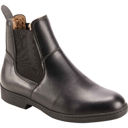 500 Warm Adult Horse Riding Jodhpur Boots - Black