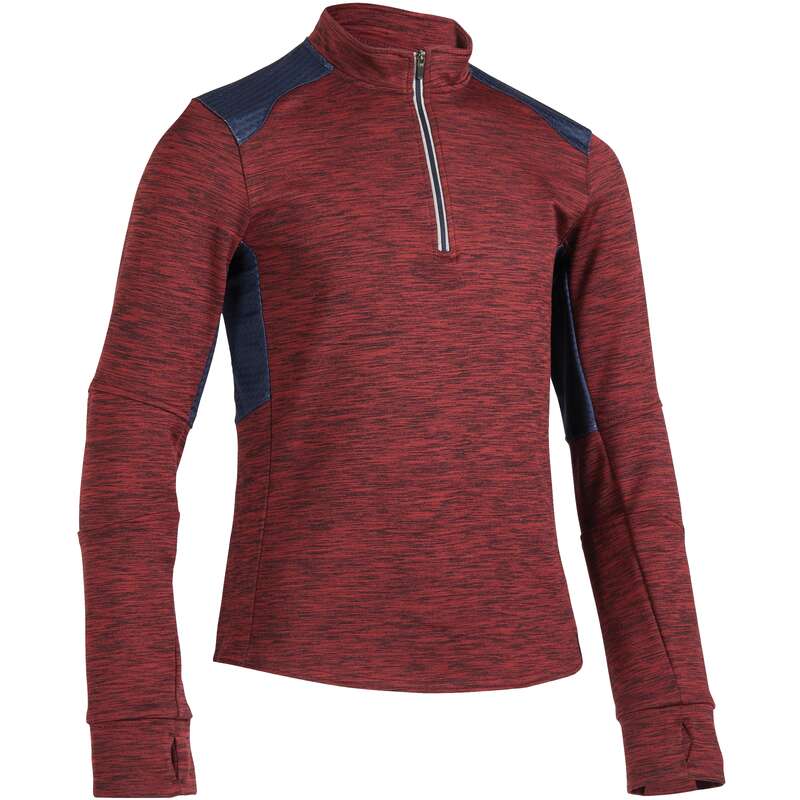 COLD WEATHER JR RIDINGWEAR Horse Riding - 500 Warm Polo Shirt - Burgundy FOUGANZA - Horse Riding