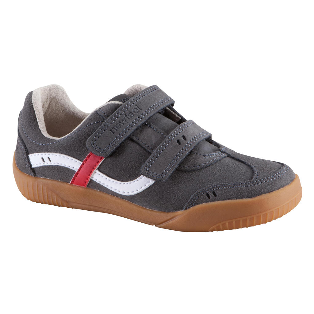 Jarry children's leather everyday walking shoes - grey/red