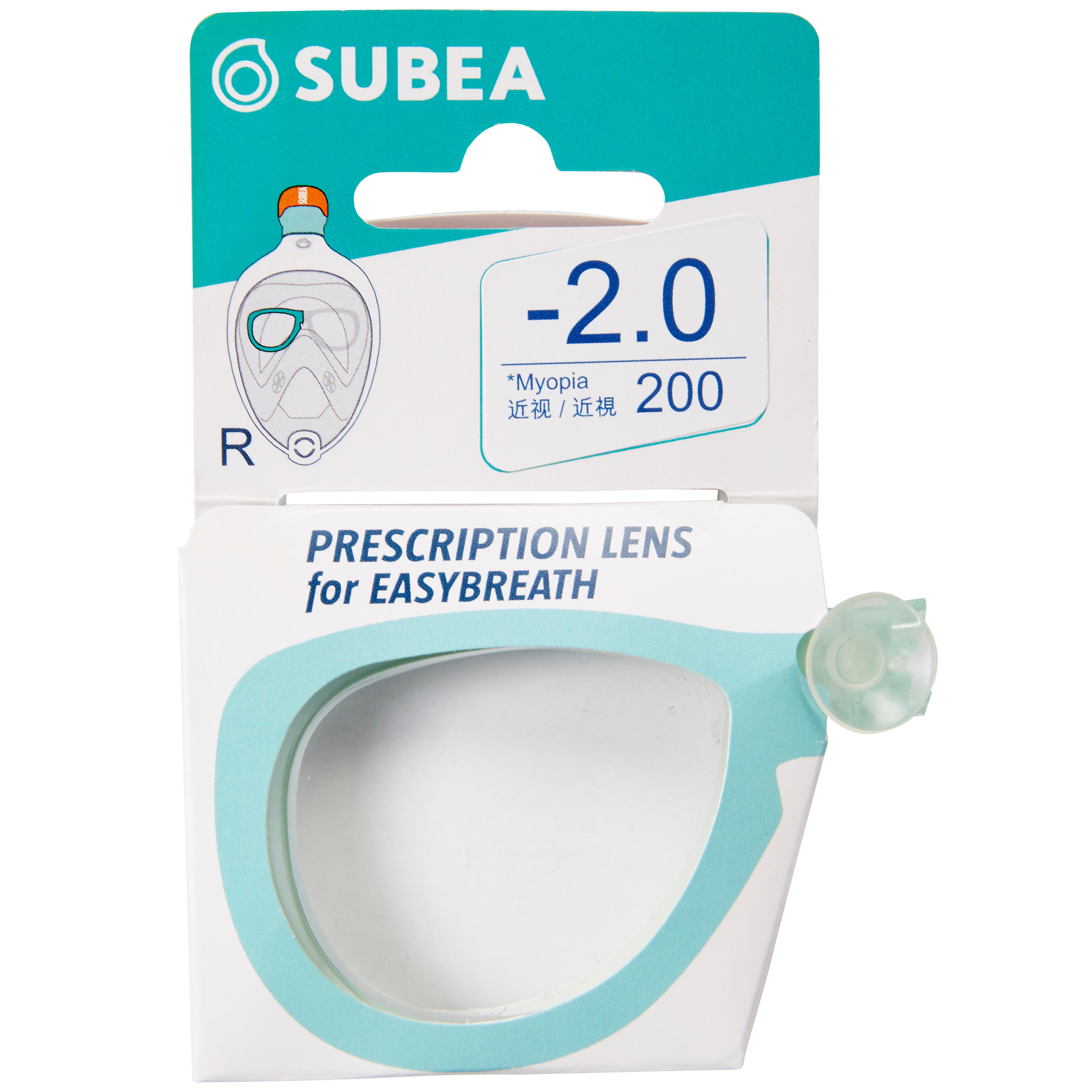 Right corrective lens for the short-sighted for transparent Easybreath masks M/G 4/7