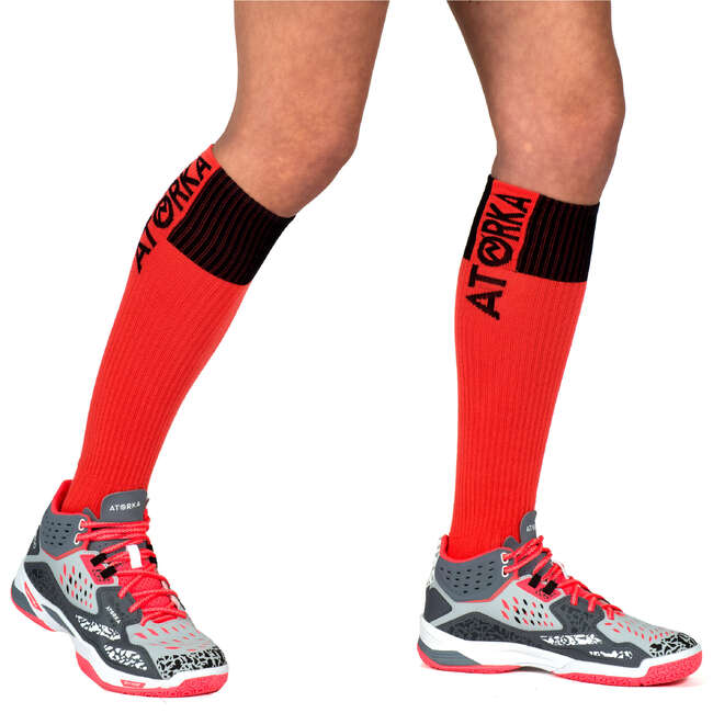 ATORKA H500 Adult Handball Socks Red/Black Decathlon