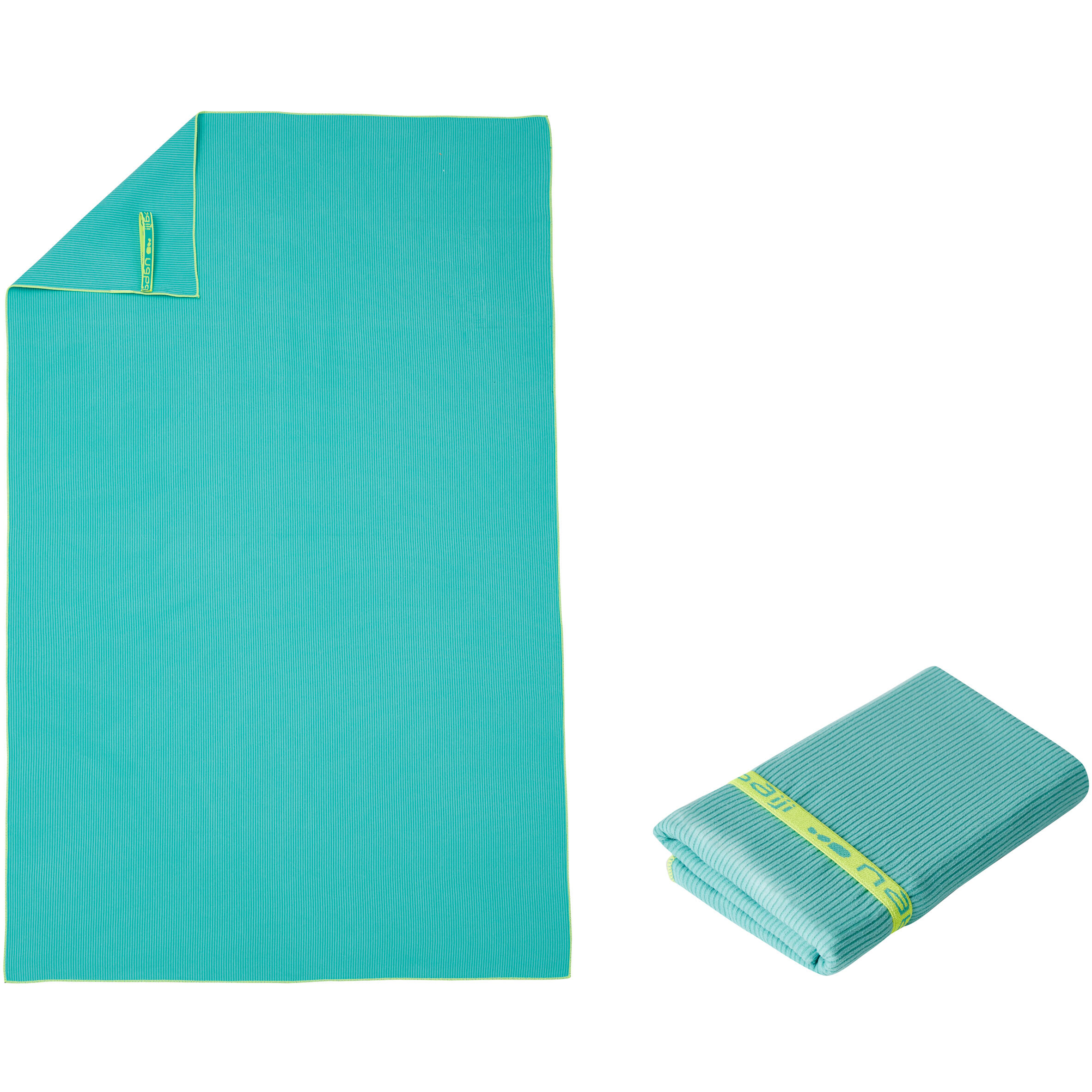 NABAIJI Microfibre Towel Size L 80 x 130 cm - Green Striped