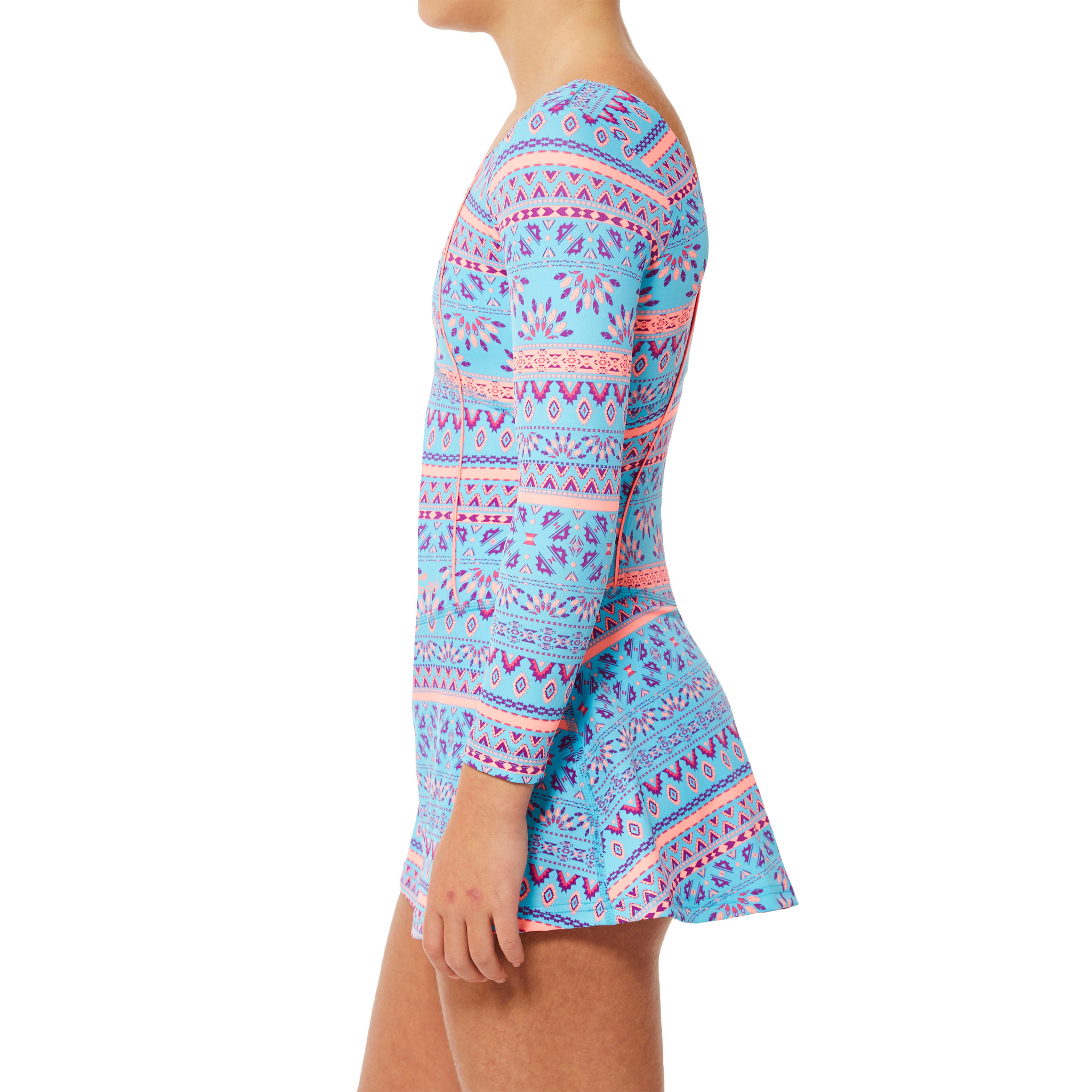 

Girls' one-piece swimsuit Audrey sleeves - Plum Blue -  By NABAIJI | Decathlon, Blue/purple