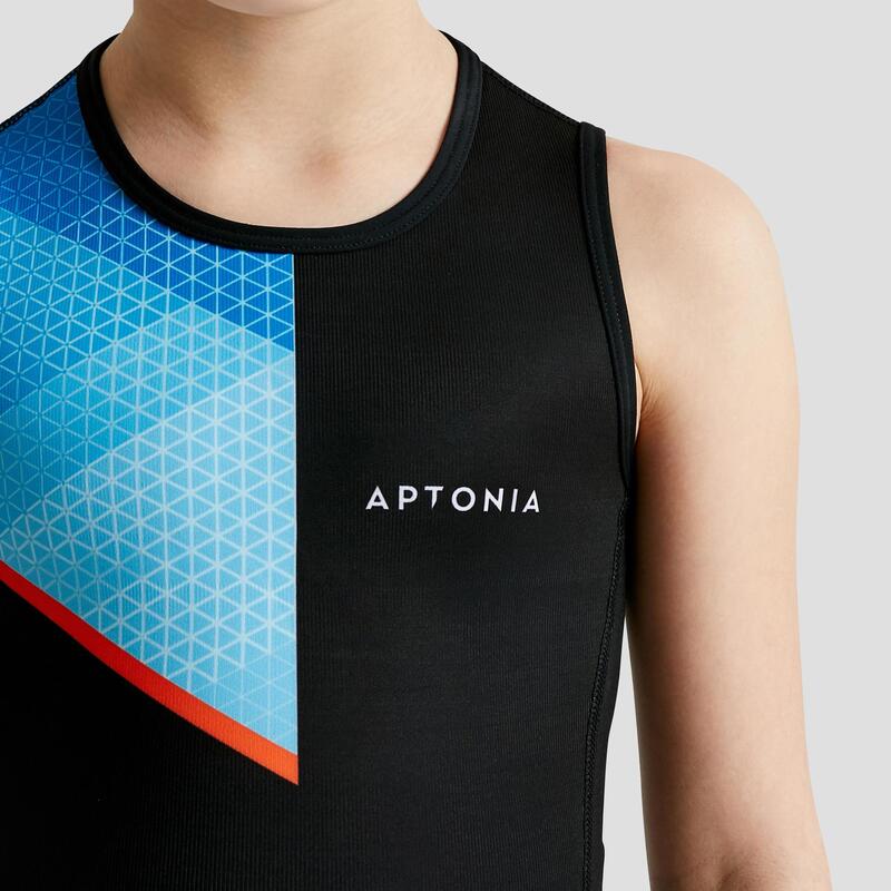 Triathlon-Anzug ärmellos Rückenreißverschluss Kinder schwarz/blau
