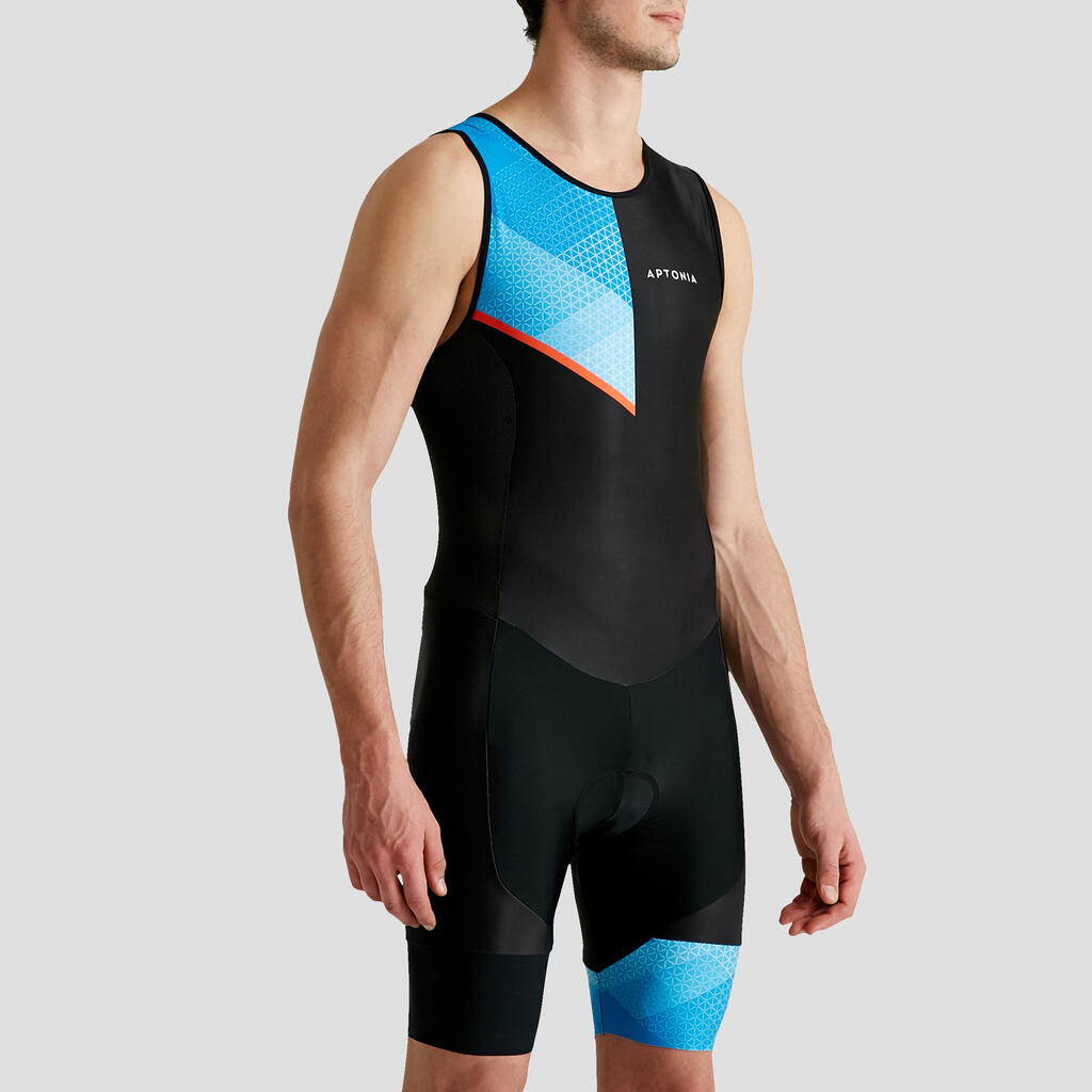 TRIATHLON SD MEN SLEEVELESS TRISUIT BACK ZIP BLACK BLUE