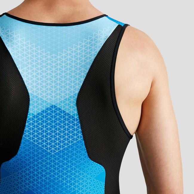 SD TRIATHLON MEN SLEEVELESS TRISUIT FRONT ZIP BLACK BLUE