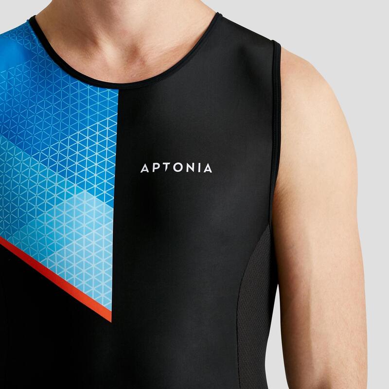 Body triathlon SD uomo nero-azzurro smanicato zip sul retro triathlon