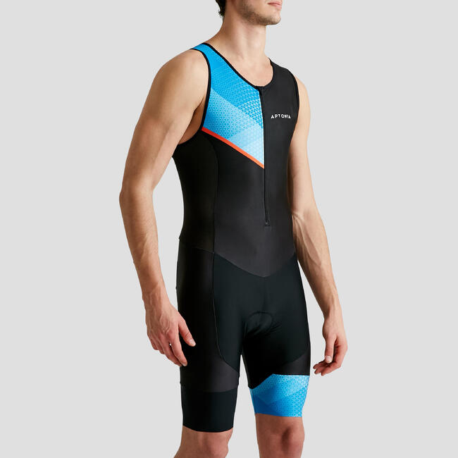 SD TRIATHLON MEN SLEEVELESS TRISUIT FRONT ZIP BLACK BLUE