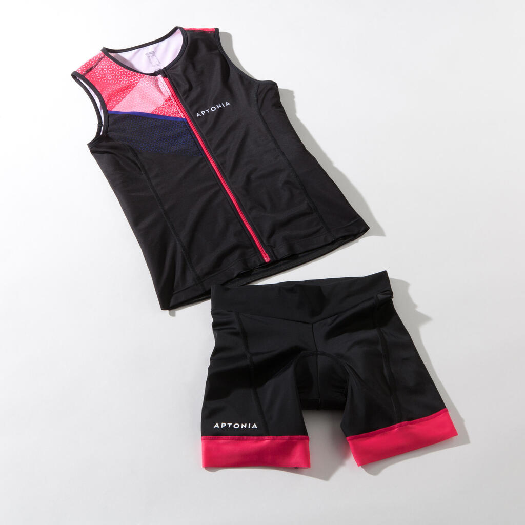 Triathlon-Shorts Damen schwarz/rosa