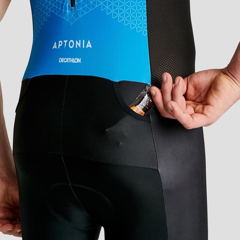 Tritraje Triatlón Aptonia Hombre Negro/Azul Sin Mangas Cremallera Detrás