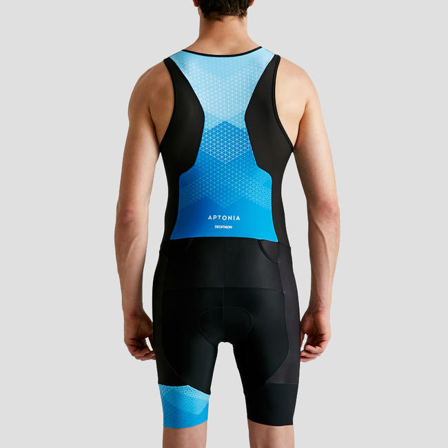 SD TRIATHLON MEN SLEEVELESS TRISUIT FRONT ZIP BLACK BLUE