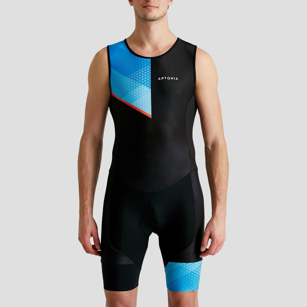 TRIATHLON SD MEN SLEEVELESS TRISUIT BACK ZIP BLACK BLUE