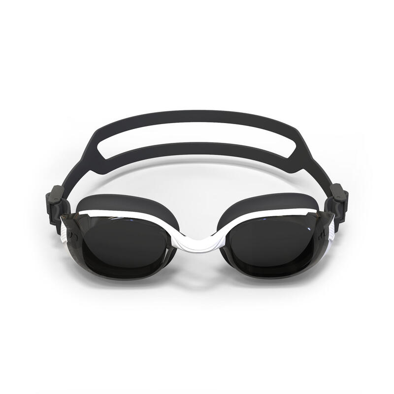 Swimming Goggles Smoked Lenses BFIT black white NABAIJI Decathlon