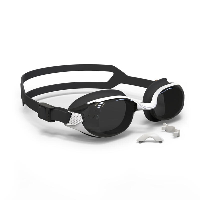 Kacamata Renang 500 B-FIT - Putih Hitam, Lensa Smoke