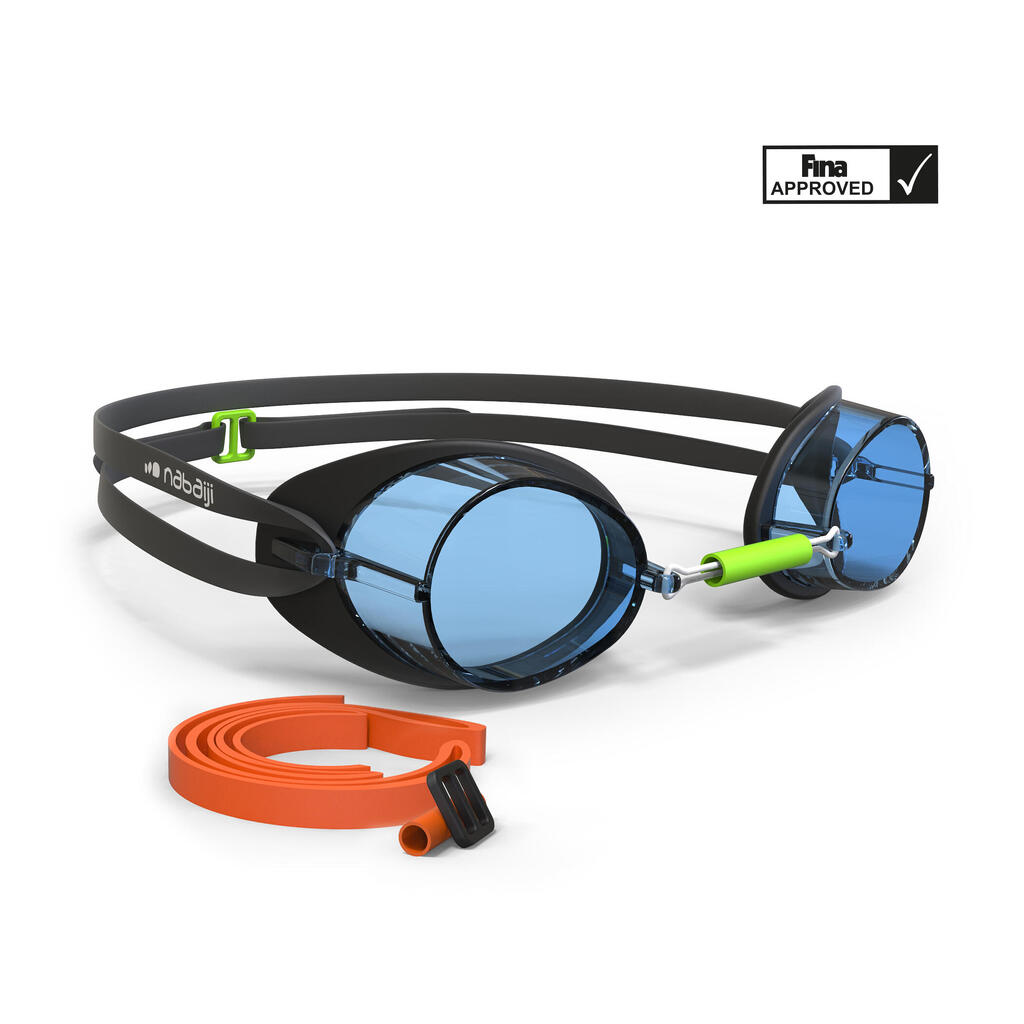 900 swedish swimming goggles - black blue, clear lenses
