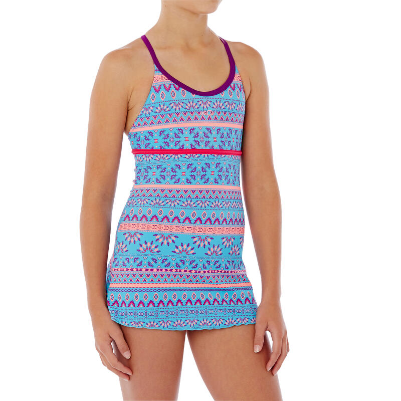 Maillot de natation fille une pièce Riana prune bleu Maillot de natation fille une pièce Riana prune bleu