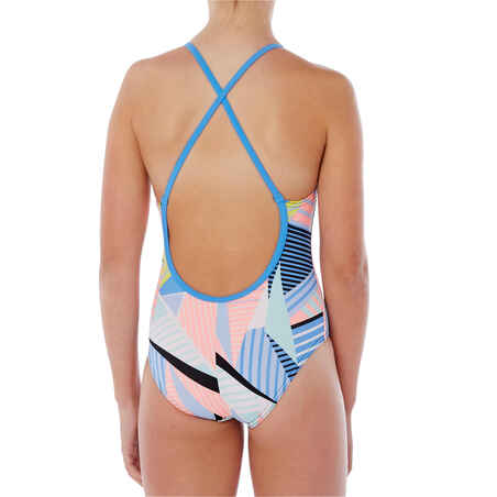 Riana Girls' One-Piece Swimsuit - Popi Blue/Pink