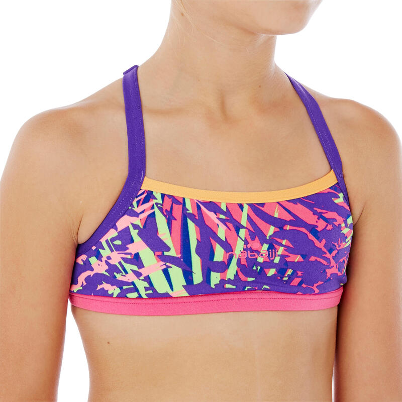 Jade Girls Ultra Chlorine Resistant Swimming Crop Top Jun Purple Nabaiji