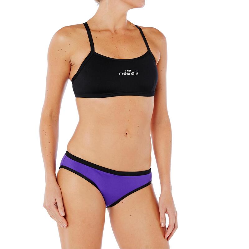 Braguita de bikini de natación mujer resistente al cloro Jade Violeta Negro 