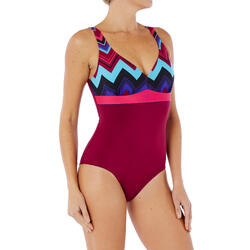 Maillot de bain gainant natation femme une pièce Kaipearl triki violet
