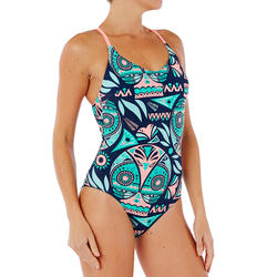 Maillot de bain de natation femme une pièce Riana owl bleu vert