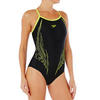 Damesbadpak Racer Back zwart/geel