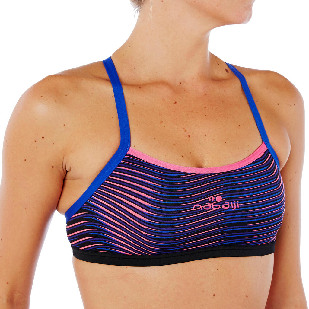 Sportbikini-Oberteil Bustier hohe Chlorresistenz Jade Vib Damen rosa