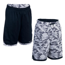 SHORT REVERSIBLE DE BASKET GARCON/FILLE POUR DEBUTANT/CONFIRME CAMO BLANC NAVY