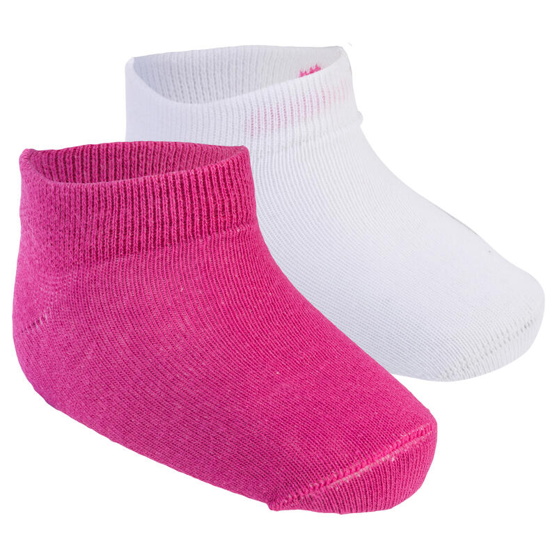 Turnsocken 100 Low Baby 2-er-Pack rosa/weiß