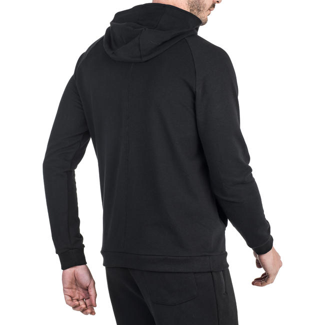 Men's Gym Hooded Jacket 500 - Black