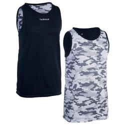 TANK REVERSIBLE DE BASKET GARCON/FILLE POUR DEBUTANT/CONFIRME CAMO BLANC NAVY
