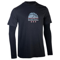 TEE-SHIRT BASKETBALL 900 AVEC MANCHON INTEGRE POUR HOMME EXPERT LOGO 1/2 BALLON