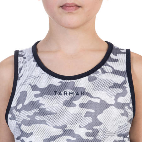 Boys'/Girls' Intermediate Reversible Basketball Tank Top - Camo/White/Navy